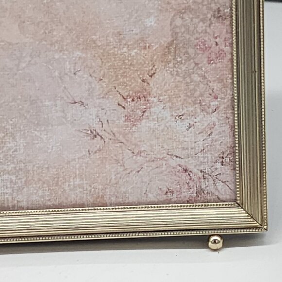 Vintage Gold Tone Metal Ornate Picture Frame Ribbed Design Ball Feet 8x10 - Picture 5 of 11